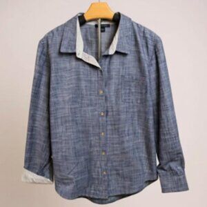 Tommy Hilfiger Blue Chambray Long Sleeve Casual Button-Down Blouse Women's XL